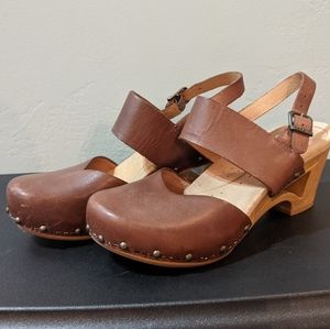 Dansko Taci Brown Leather Wedge Sandal Size 37
